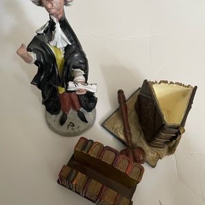 3 pieces lawyer Rare SCAT CERAMICA Figurine Poli Cesare -lawyer desk decoration